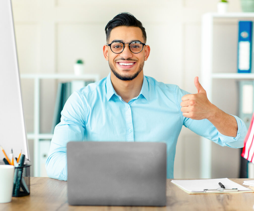 Latino Working in an Office